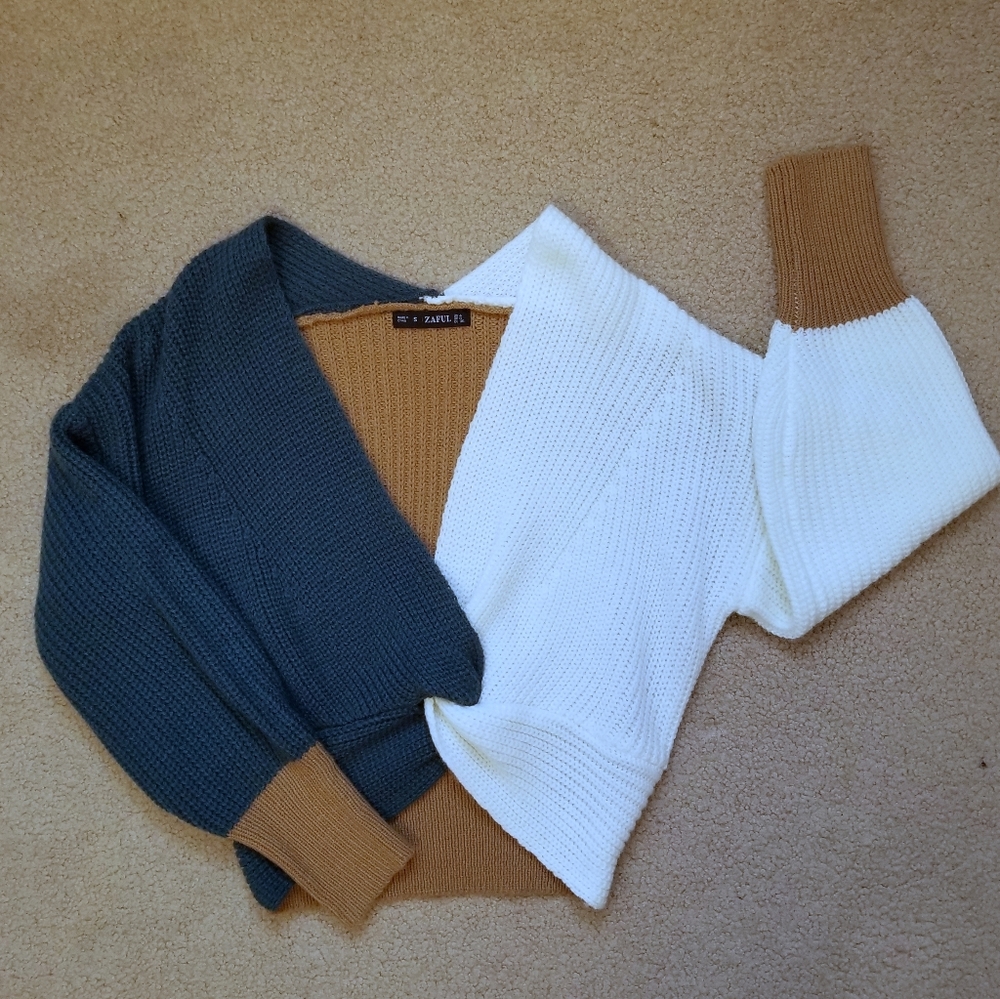 BRAND NEW! Zaful Color Block Cropped Sweater